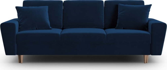 Modrá sametová rozkládací/s úložným prostorem pohovka 235 cm Kyoto – Cosmopolitan Design