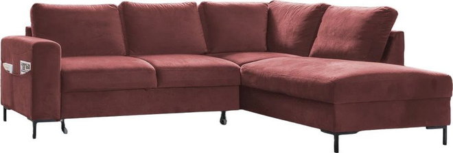 Růžová sametová rozkládací rohová pohovka (pravý roh) Lofty Lilly – Miuform