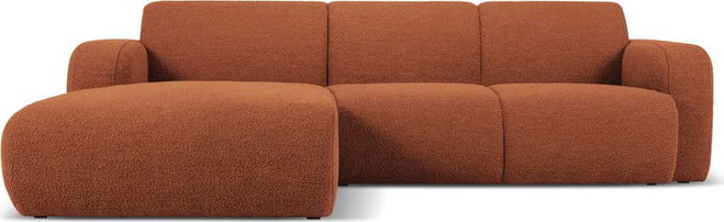 Hnědá rohová pohovka z textilie bouclé (levý roh) Molino – Micadoni Home