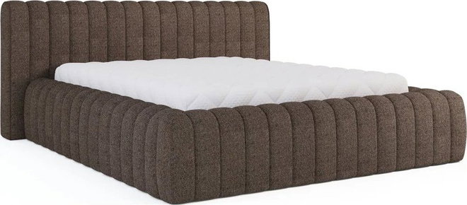 Hnědá čalouněná dvoulůžková postel s úložným prostorem s roštem 140x200 cm Carilla – ELTAP