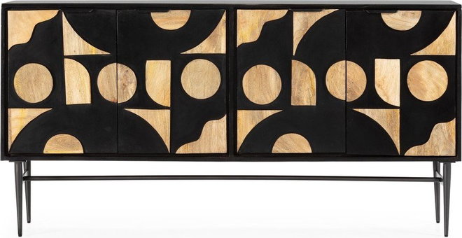 Černá komoda z mangového dřeva 175x90x40 cm Navya – MOME