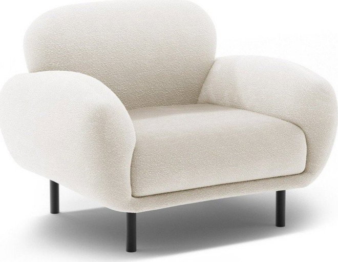 Bílé křeslo z textilie bouclé Poppy – Micadoni