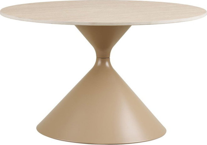 Béžový kulatý konferenční stolek s keramickou deskou ø 70 cm Annecy – House Nordic