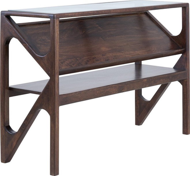 Konzolový stolek se skleněnou deskou v tmavě přírodní barvě 41x119 cm Yuki – Light & Living