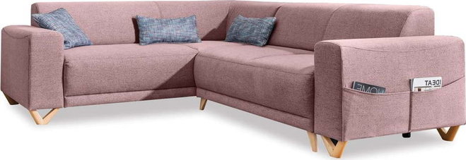 Růžová rozkládací/s úložným prostorem rohová pohovka (levý roh/do L) Classy Sophie – Miuform