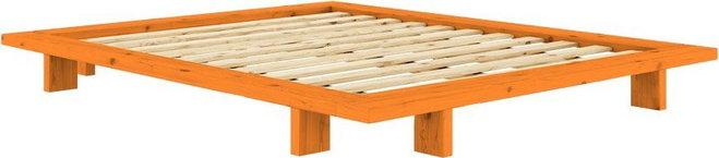 Oranžová dvoulůžková postel z borovicového dřeva bez čela s roštem 160x200 cm Japan – Karup Design