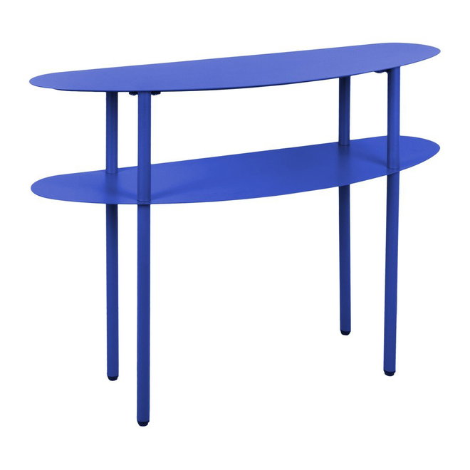 Modrý kovový konzolový stolek 28x90 cm Cool Retro – Leitmotiv