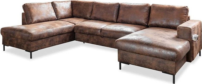 Hnědá rozkládací pohovka do "U" z imitace kůže Miuform Lofty Lilly Vintage, levý roh