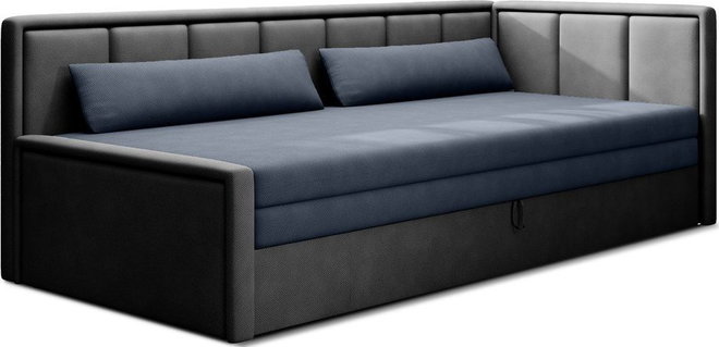 Modrá/šedá žinylková rozkládací/s úložným prostorem pohovka 214 cm Fulgeo – ELTAP