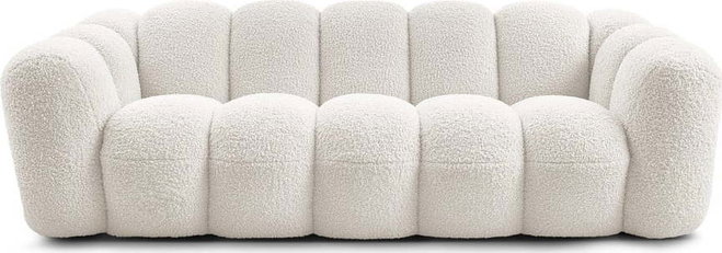 Bílá pohovka z textilie bouclé 232 cm Hippolyte – Bobochic Paris