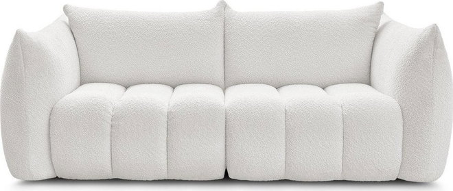 Bílá pohovka z textilie bouclé 234 cm Azra – Bobochic Paris