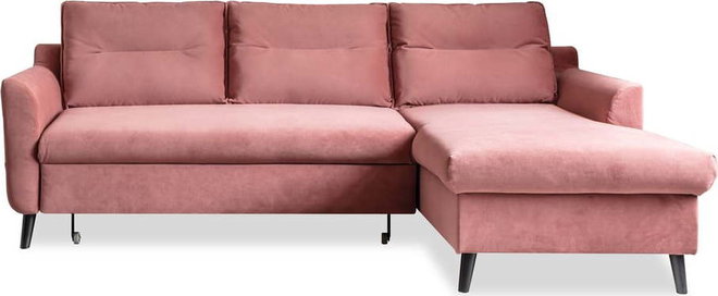 Růžová sametová rozkládací rohová pohovka Miuform Stylish Stan, pravý roh
