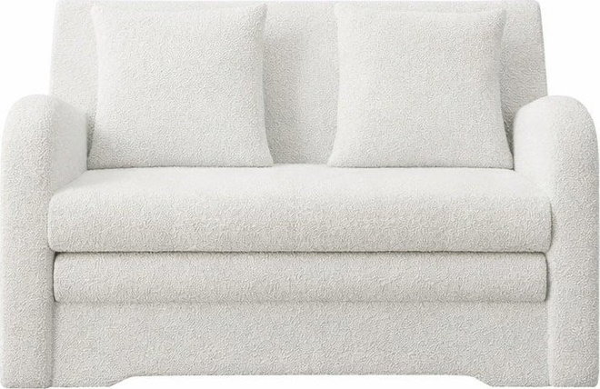Bílá rozkládací/s úložným prostorem pohovka z textilie bouclé 130 cm Ario – ELTAP