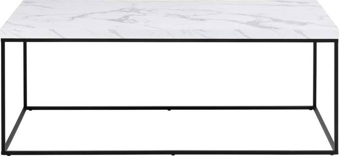 Bílý konferenční stolek s deskou v dekoru mramoru 55x110 cm Barossa – Actona
