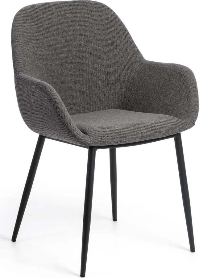 Antracitové čalouněné jídelní křeslo Konna – Kave Home