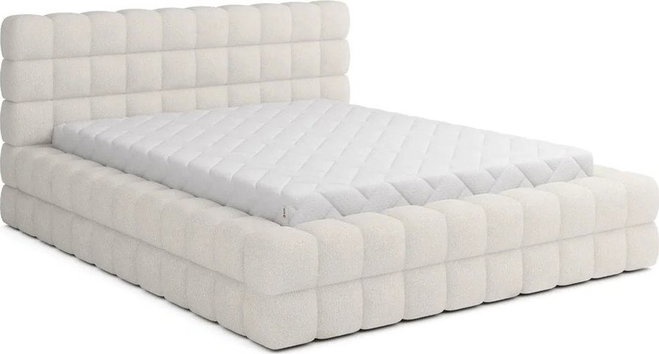 Bílá čalouněná dvoulůžková postel s úložným prostorem s roštem 160x200 cm Dizzle – ELTAP