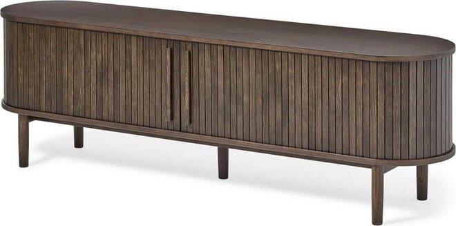 Hnědý TV stolek v dekoru dubu 180x56x40 cm Meta – Unique Furniture