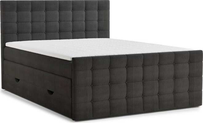 Antracitová boxspring postel s úložným prostorem 200x200 cm Tasca – Maison de Rêve