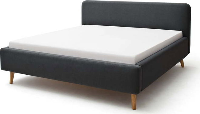Antracitová čalouněná dvoulůžková postel bez roštu 180x200 cm Mattis – Meise Möbel