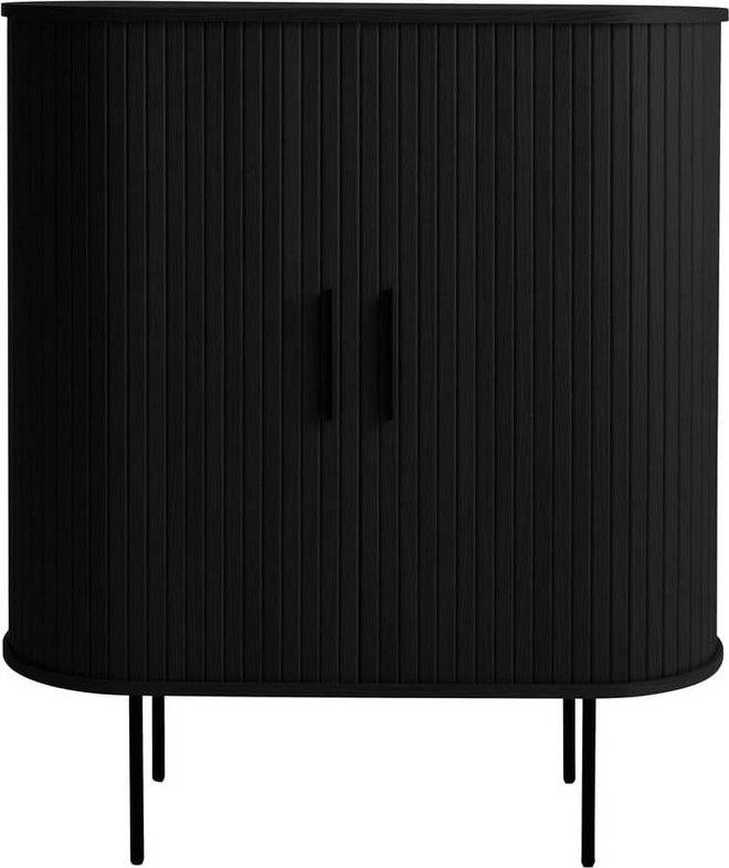 Černá vinotéka v dekoru dubu s posuvnými dveřmi 100x118x40 cm Nola – Unique Furniture