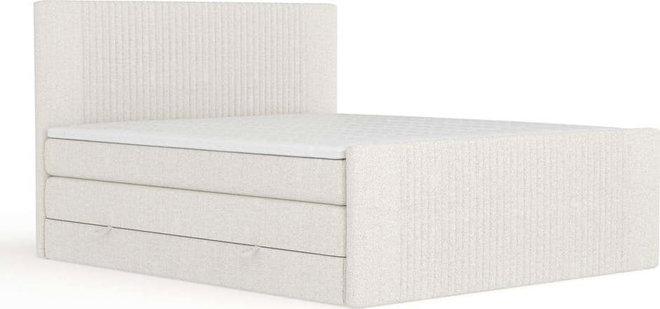 Béžová boxspring postel s úložným prostorem 140x200 cm Bergamo – Maison de Rêve