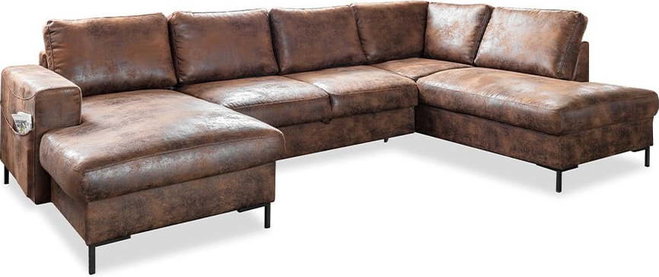 Hnědá rozkládací pohovka do "U" z imitace kůže Miuform Lofty Lilly Vintage, pravý roh