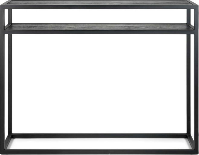 Černý konzolový stolek s deskou z dubového dřeva 30x120 cm Daniël – Spinder Design