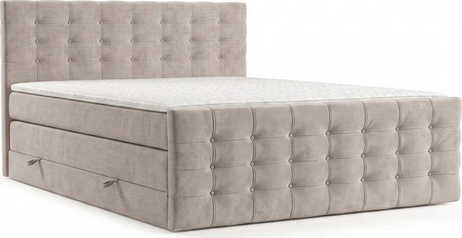 Béžová boxspring postel s úložným prostorem 160x200 cm Blend – Maison de Rêve