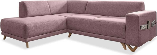 Růžová rozkládací/s úložným prostorem rohová pohovka (levý roh/do L) Classy Sophie – Miuform
