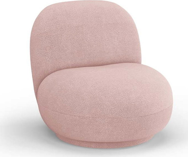 Světle růžové křeslo z textilie bouclé Chuck – Micadoni Home