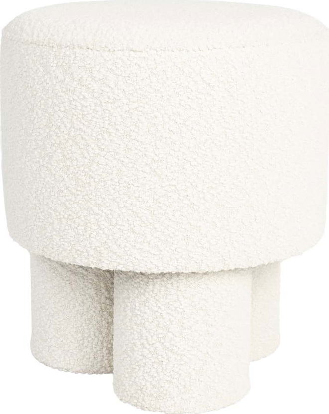 Bílý taburet z textilie bouclé Marcos – White Label