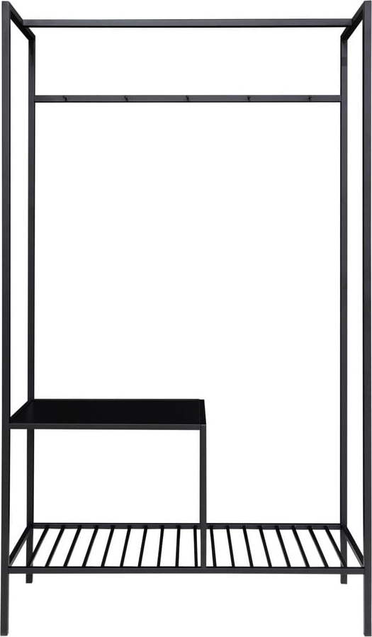 Černý šatní víceúčelový regál se 2 policemi House Nordic Vita, 170 x 101 cm