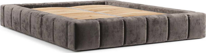Hnědá čalouněná dvoulůžková postel s úložným prostorem s roštem 160x200 cm Aruba L – Maison de Rêve