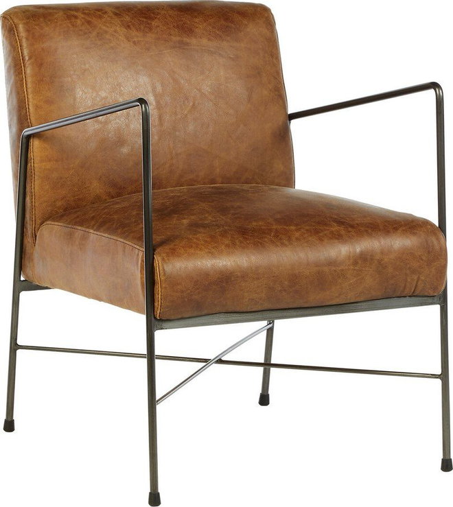 Hnědé kožené křeslo Hoxton – Premier Housewares