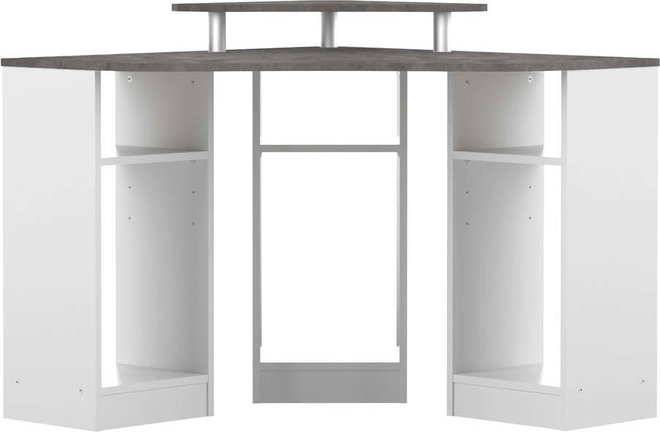 Bílý pracovní stůl s deskou v dekoru betonu 94x94 cm - TemaHome