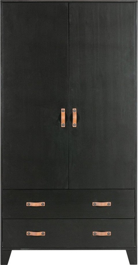 Černá šatní skříň z borovicového dřeva 94x180 cm Dian - WOOOD