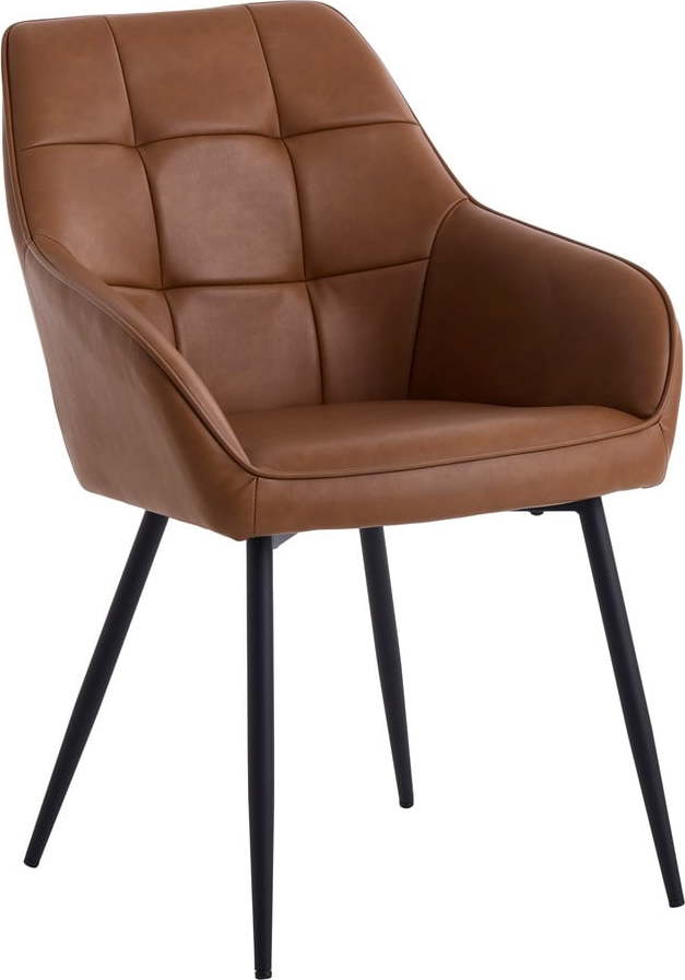 Hnědá čalouněná jídelní křesla v sadě 2 ks s područkami Nolan Square – Unique Furniture