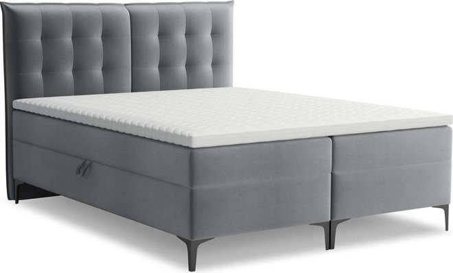 Šedá boxspring postel s úložným prostorem 160x200 cm Mikana – Makamii