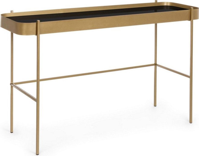 Konzolový stolek se skleněnou deskou ve zlaté barvě 43x120,5 cm Rashida – Bizzotto