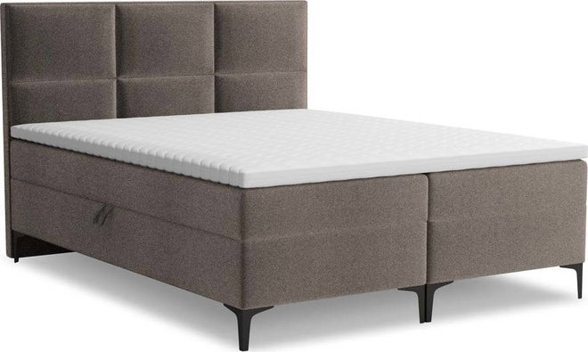 Hnědá boxspring postel s úložným prostorem 160x200 cm Pakalana – Makamii