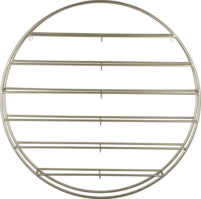 Nástěnný kovový regál na víno ve zlaté barvě počet lahví 12 80x80x9 cm Redondo – PT LIVING
