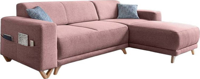 Růžová rozkládací/s úložným prostorem rohová pohovka Classy Sophie – Miuform