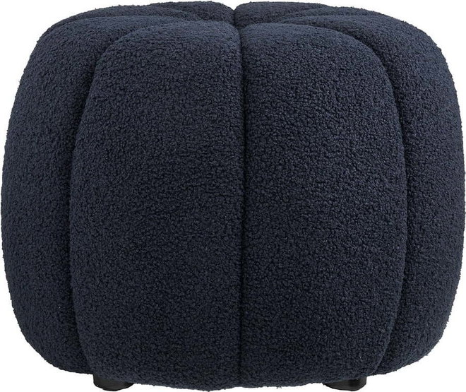 Tmavě modrý taburet z textilie bouclé Paisley – House Nordic