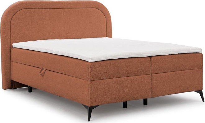 Oranžová boxspring postel s úložným prostorem 160x200 cm Ornes – Ropez