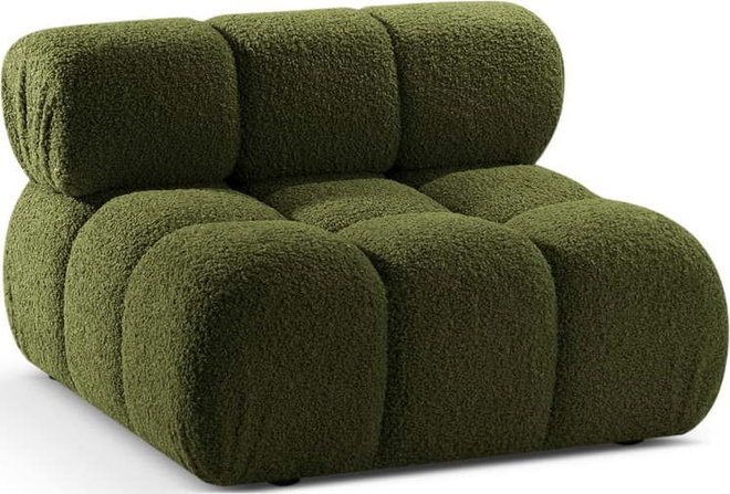 Zelený modul pohovky z textilie bouclé (středový díl) Bellis – Micadoni Home