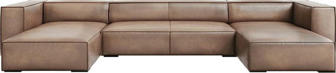 Světle hnědá kožená rohová pohovka (do "U") Madame – Windsor & Co Sofas