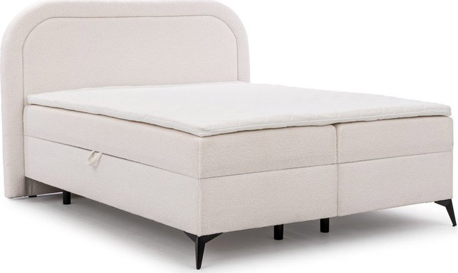 Bílá boxspring postel s úložným prostorem 200x200 cm Ornes – Ropez