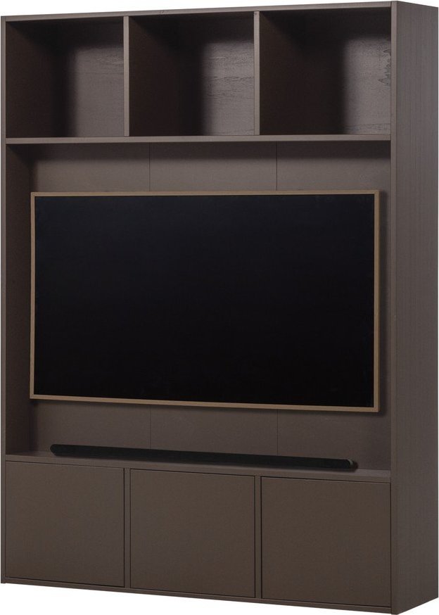 Tmavě hnědá TV sestava z borovicového dřeva 160x215x40 cm Meggy – WOOOD