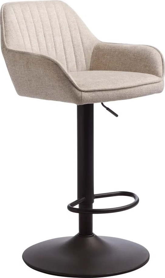 Béžová čalouněná barová židle s nastavitelnou výškou/s područkami (výška sedáku 65 cm) Nolan – Unique Furniture