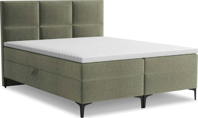 Zelená boxspring postel s úložným prostorem 140x200 cm Pakalana – Makamii